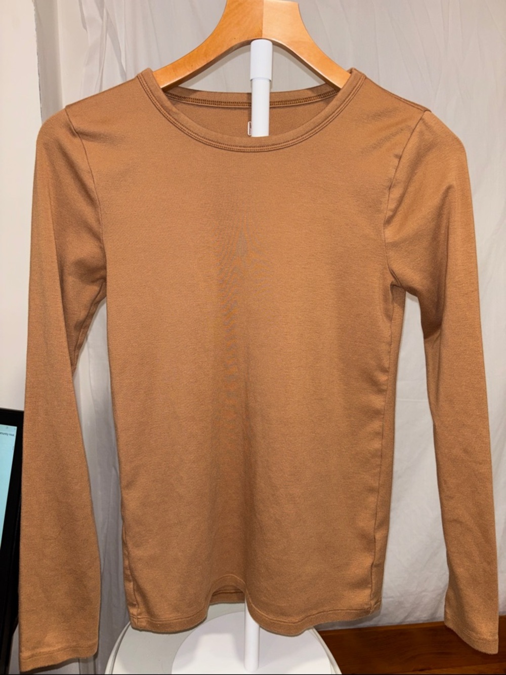 GAP #Long-Sleeve #Crewneck #Top - Camel Brown